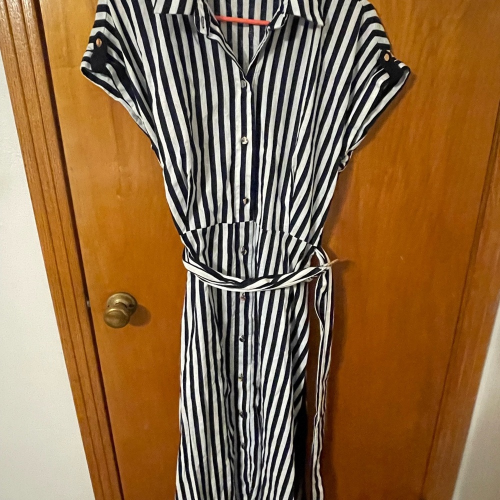 Zara Black and White Striped Maxi Dress
